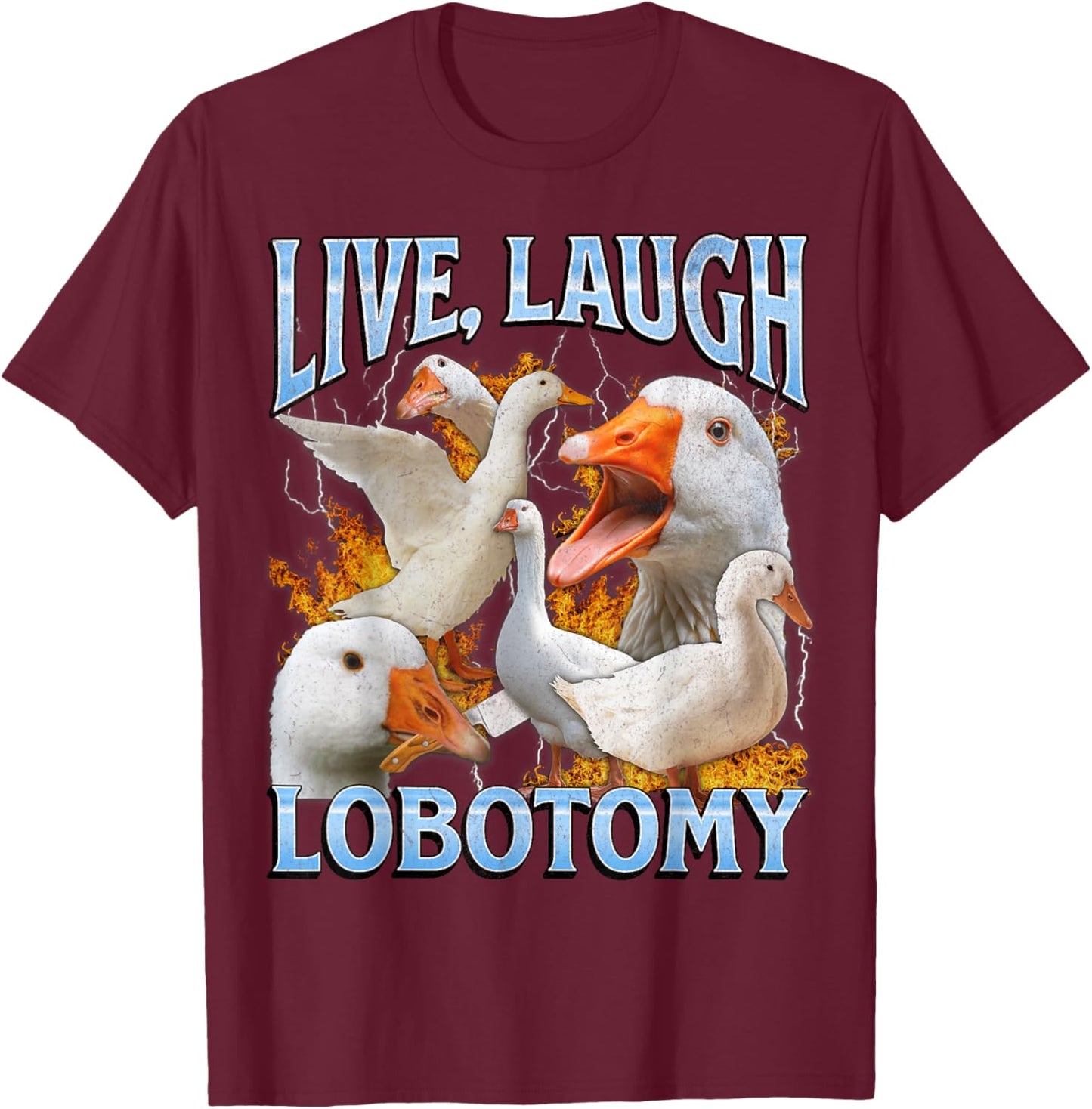 Live Laugh Lobotomy Funny Goose Meme Bootleg Y2K Graphic