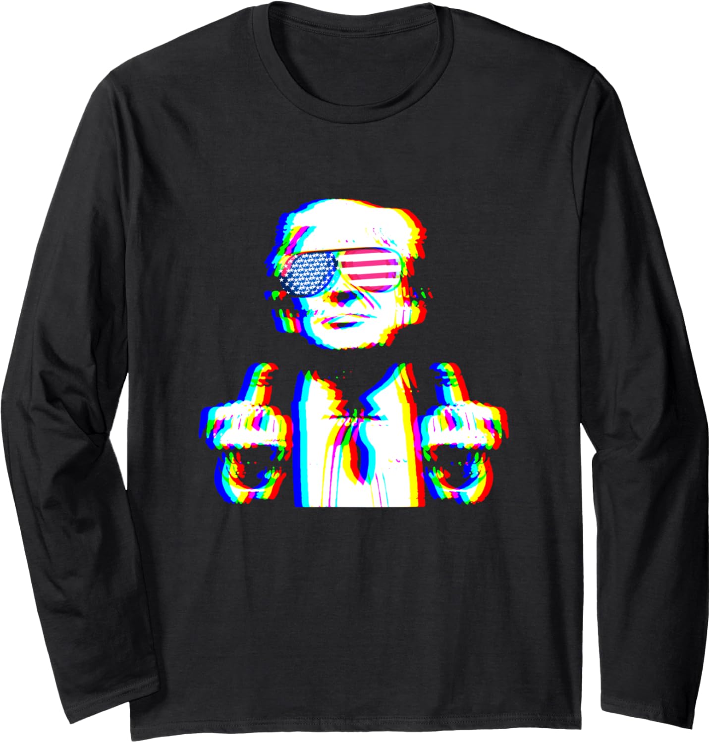 Funny Trump Psychedelic EDM Trippy Vaporwave Techno Rave Long Sleeve