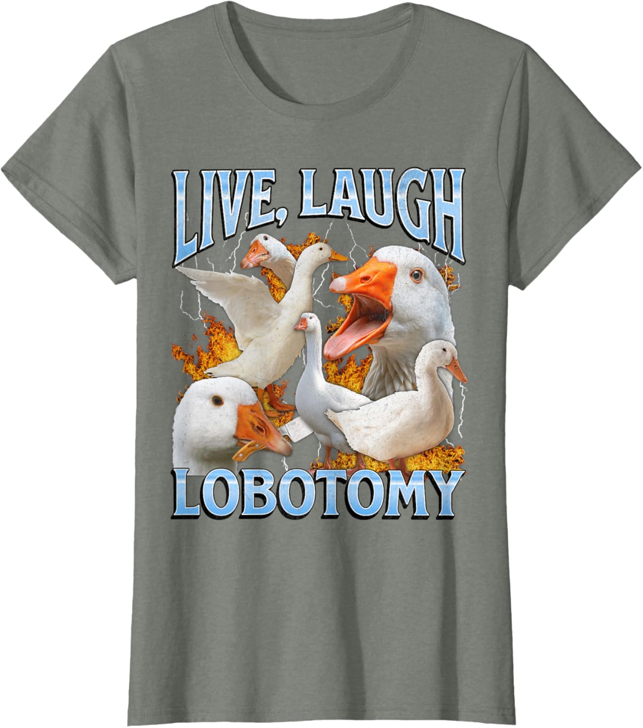Live Laugh Lobotomy Funny Goose Meme Bootleg Y2K Graphic