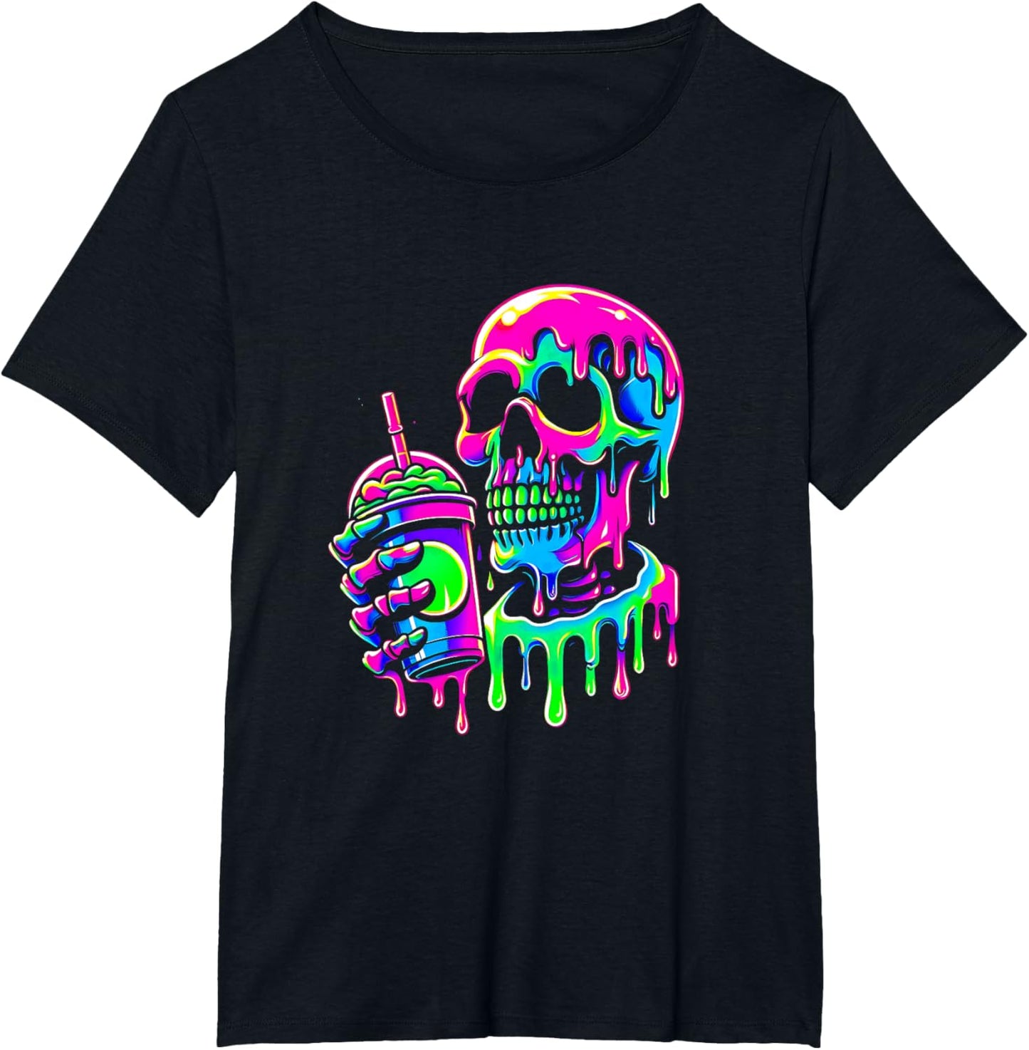 Iced Coffee Skeleton Drippy Melting liquid Colorful