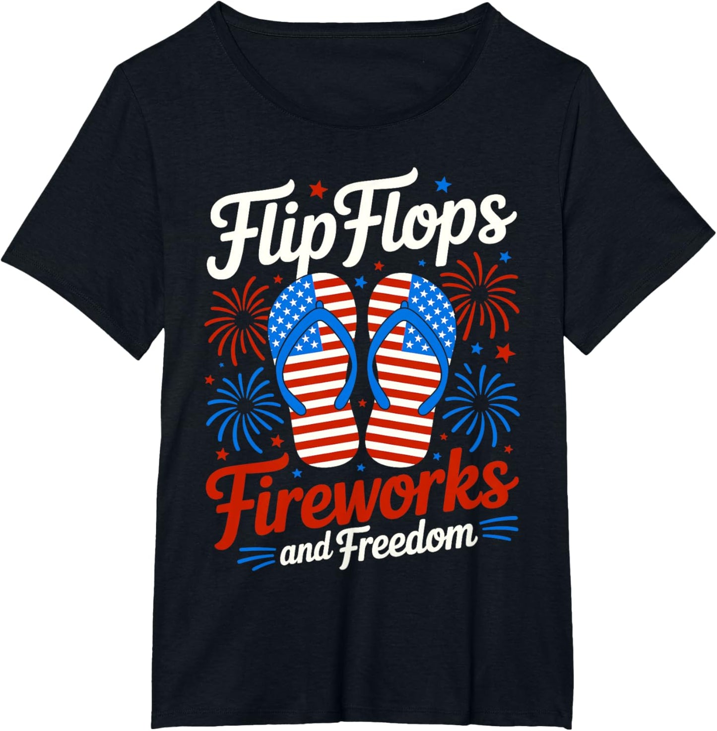 Flip Flops Fireworks And Freedom 4th of July American Flag