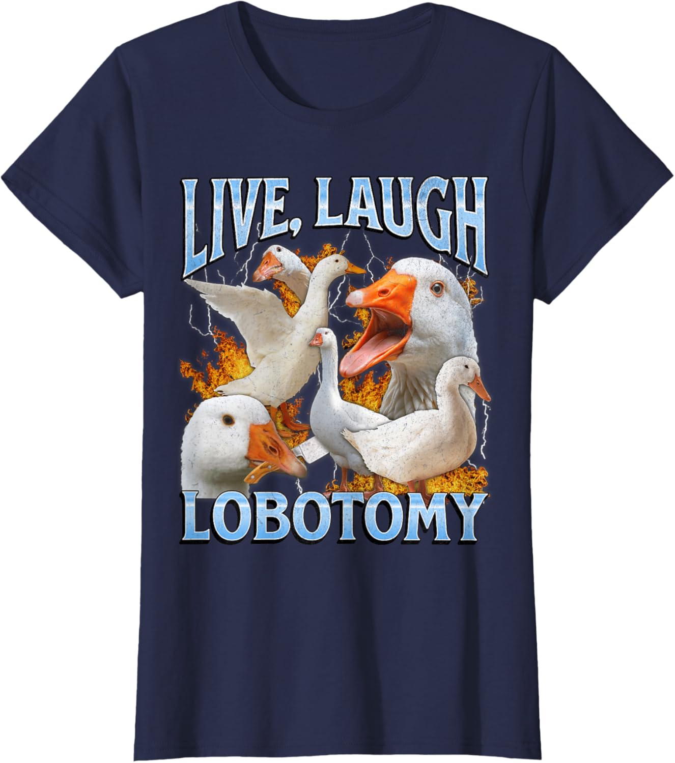 Live Laugh Lobotomy Funny Goose Meme Bootleg Y2K Graphic