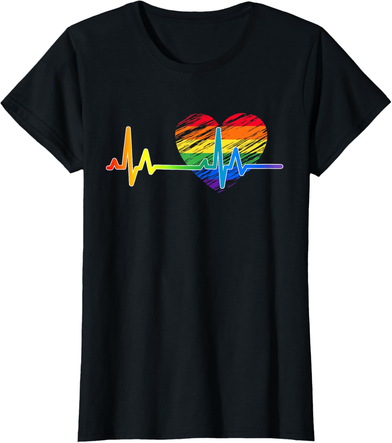 Vintage Love Rainbow Heartbeat Pride LGBTQ Pride Month