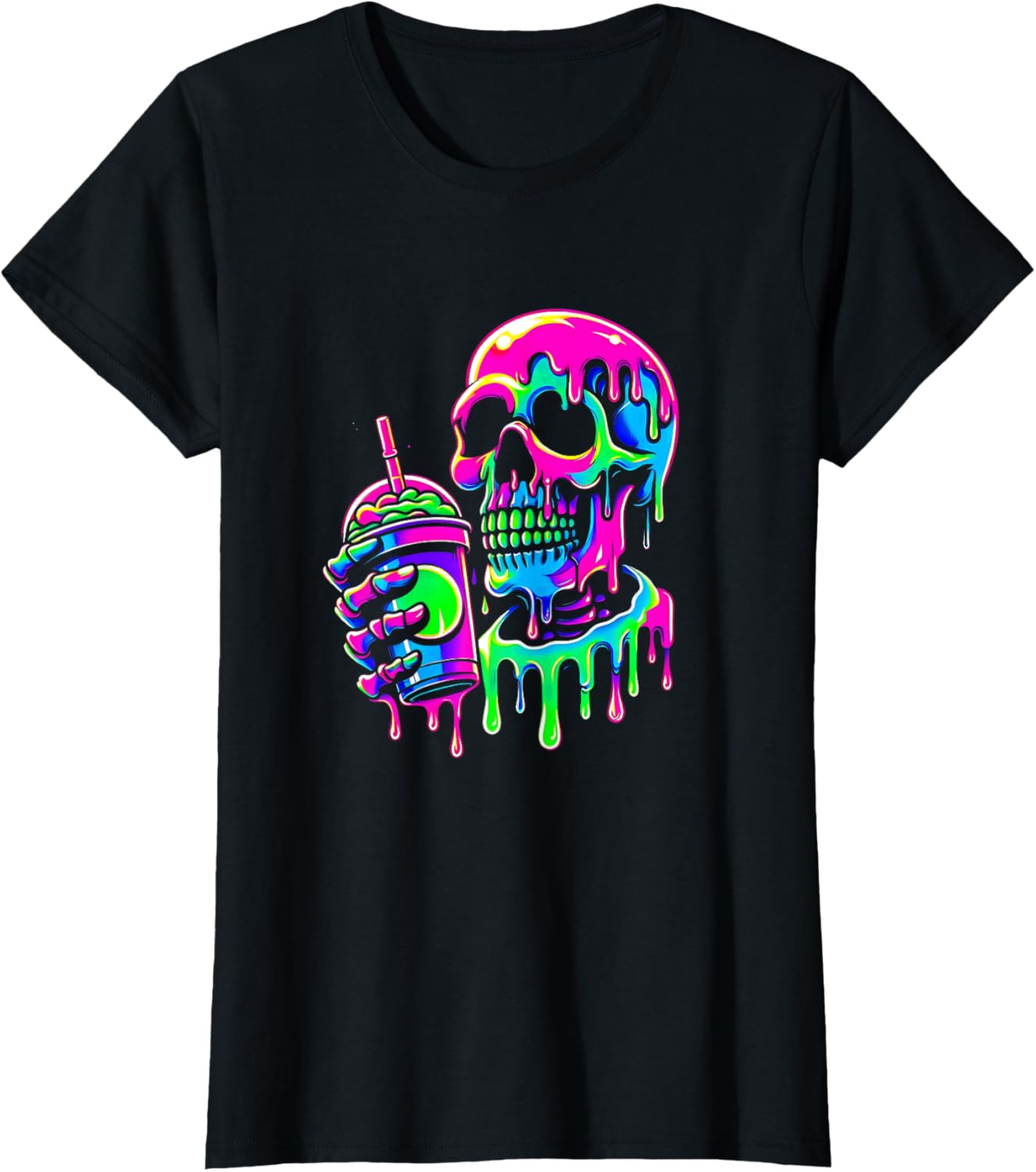 Iced Coffee Skeleton Drippy Melting liquid Colorful