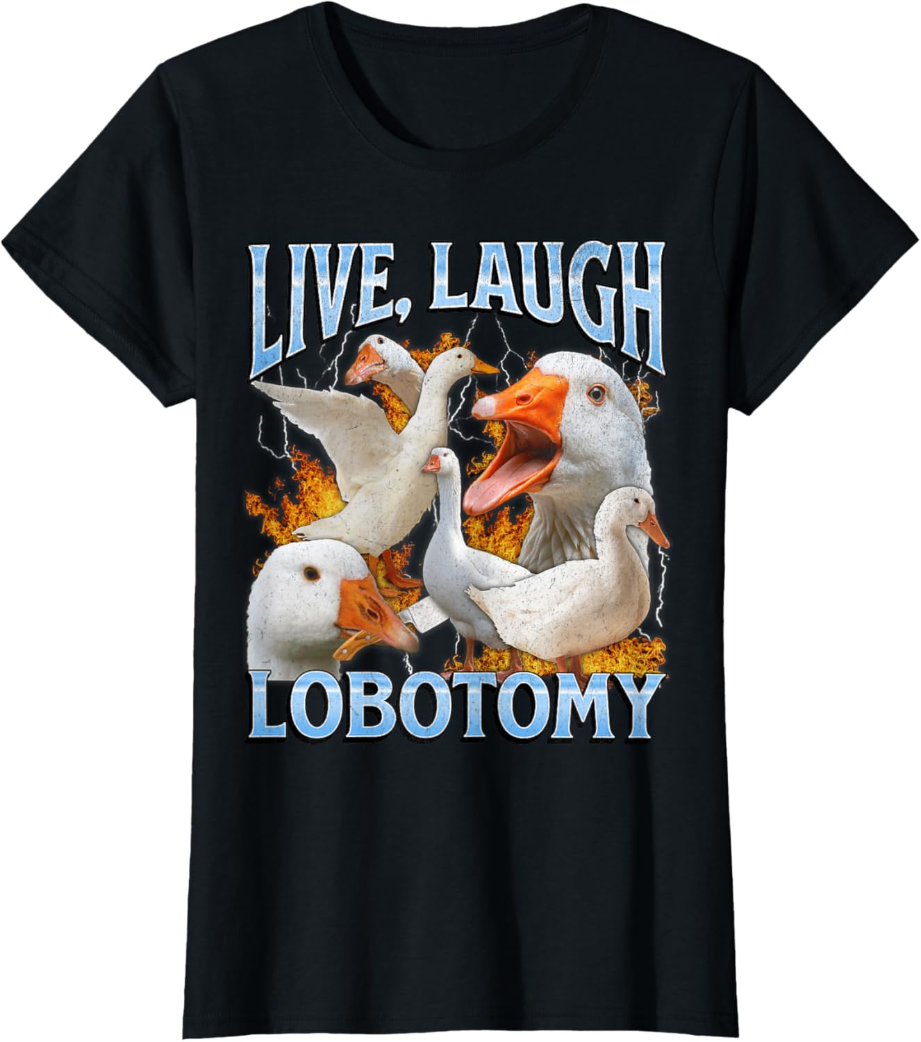 Live Laugh Lobotomy Funny Goose Meme Bootleg Y2K Graphic