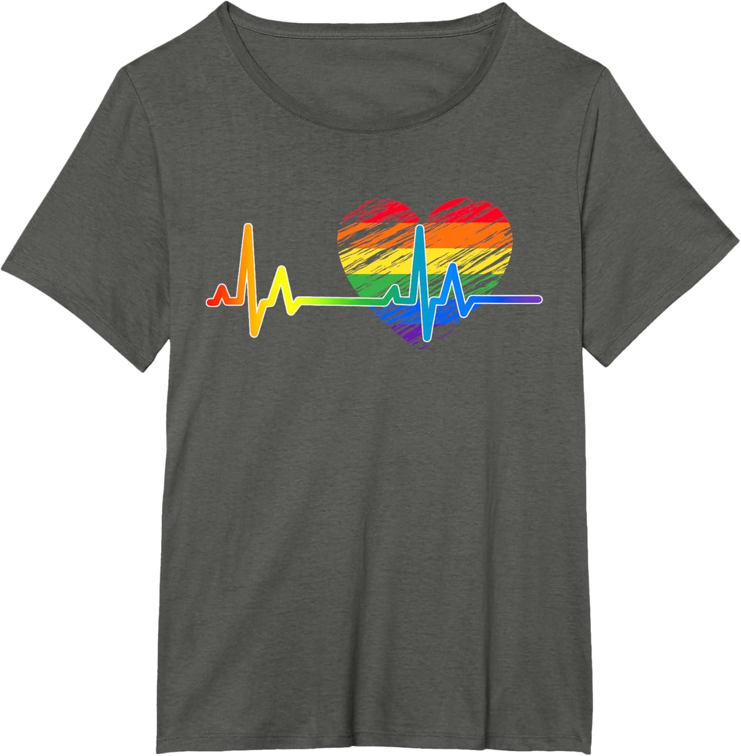 Vintage Love Rainbow Heartbeat Pride LGBTQ Pride Month