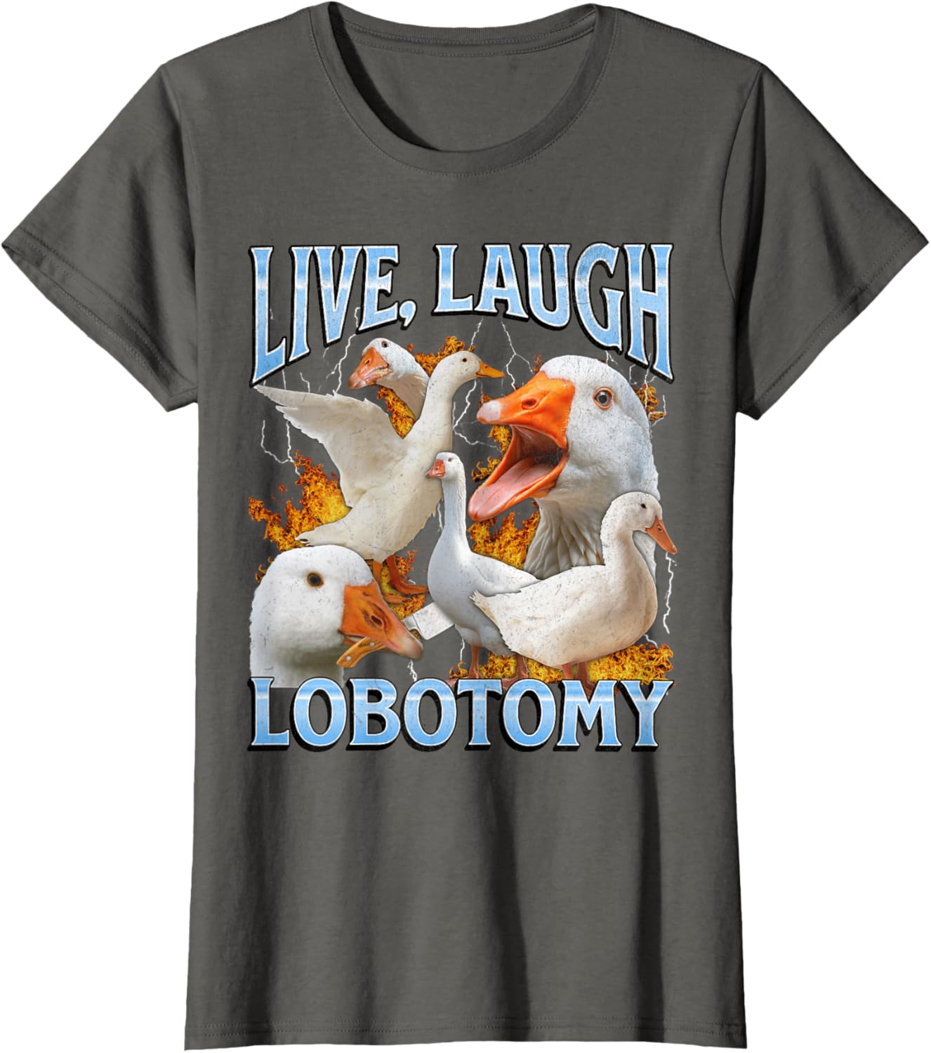 Live Laugh Lobotomy Funny Goose Meme Bootleg Y2K Graphic