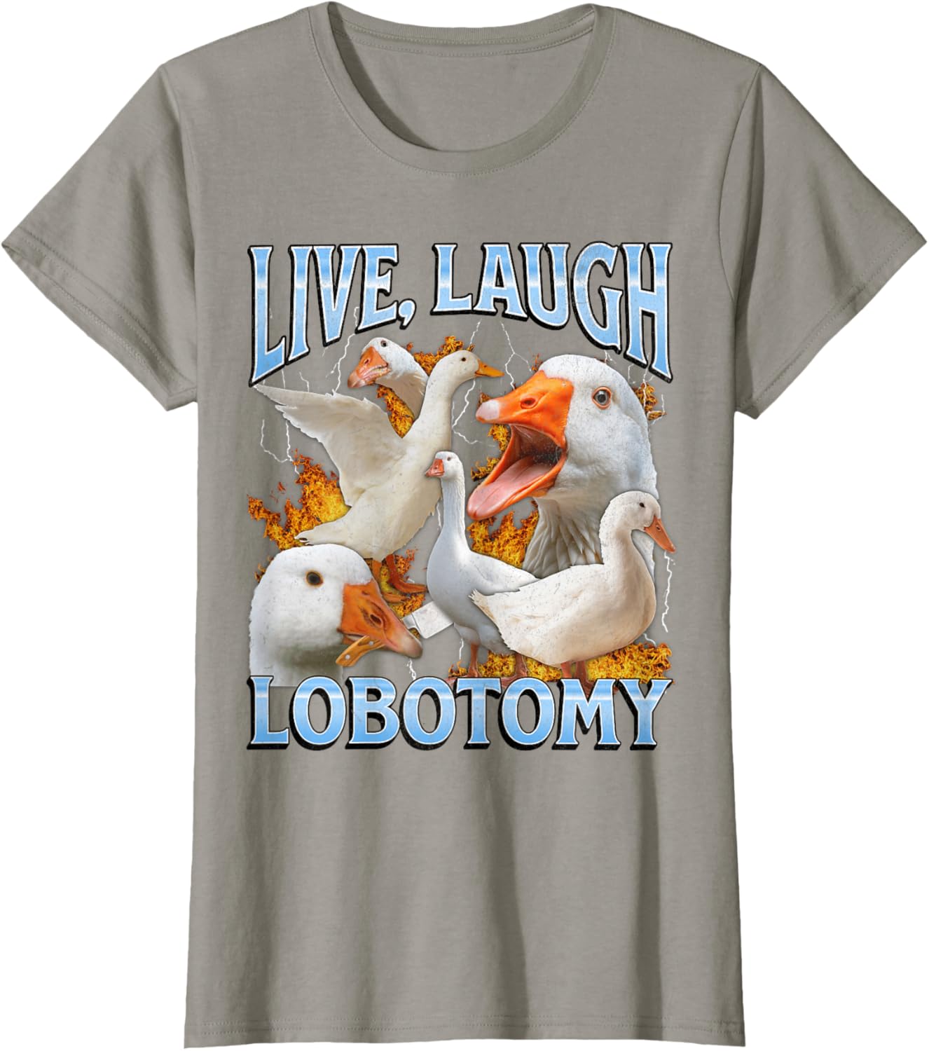 Live Laugh Lobotomy Funny Goose Meme Bootleg Y2K Graphic