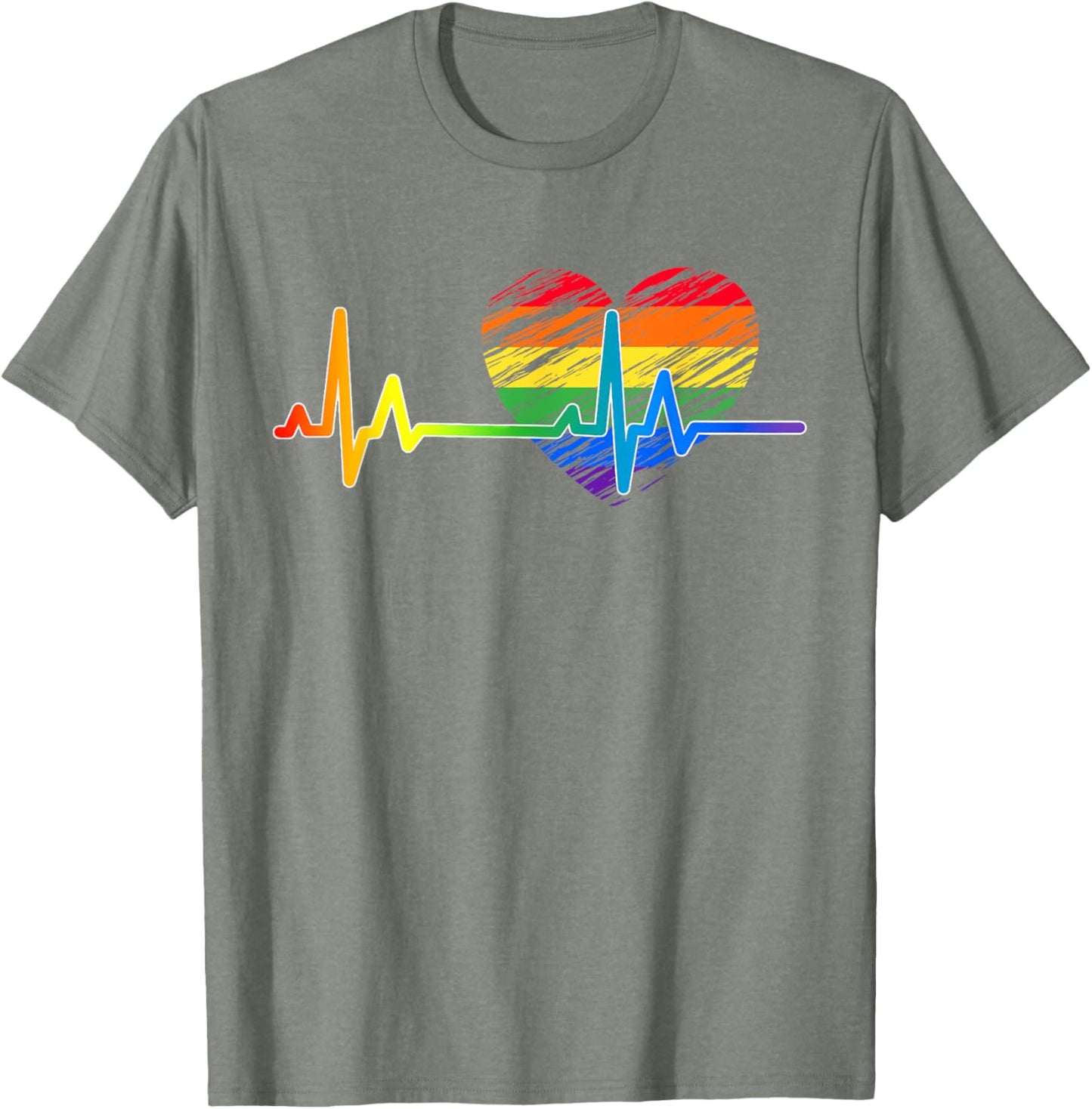 Vintage Love Rainbow Heartbeat Pride LGBTQ Pride Month