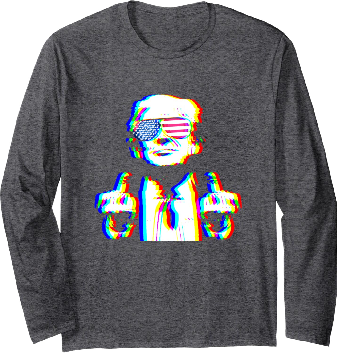 Funny Trump Psychedelic EDM Trippy Vaporwave Techno Rave Long Sleeve