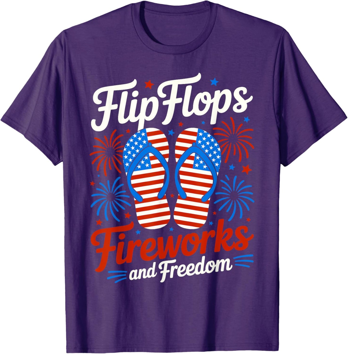 Flip Flops Fireworks And Freedom 4th of July American Flag