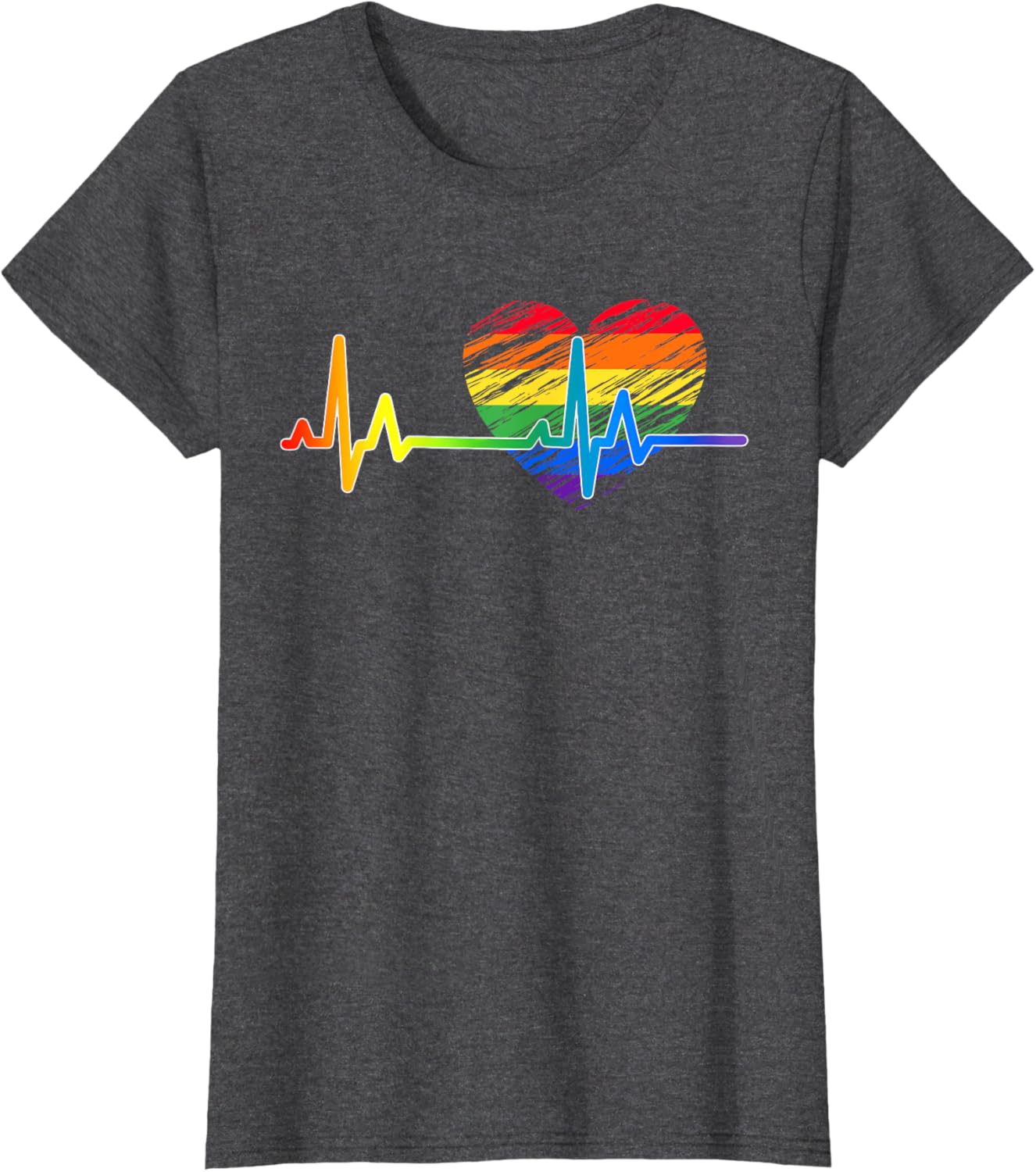 Vintage Love Rainbow Heartbeat Pride LGBTQ Pride Month