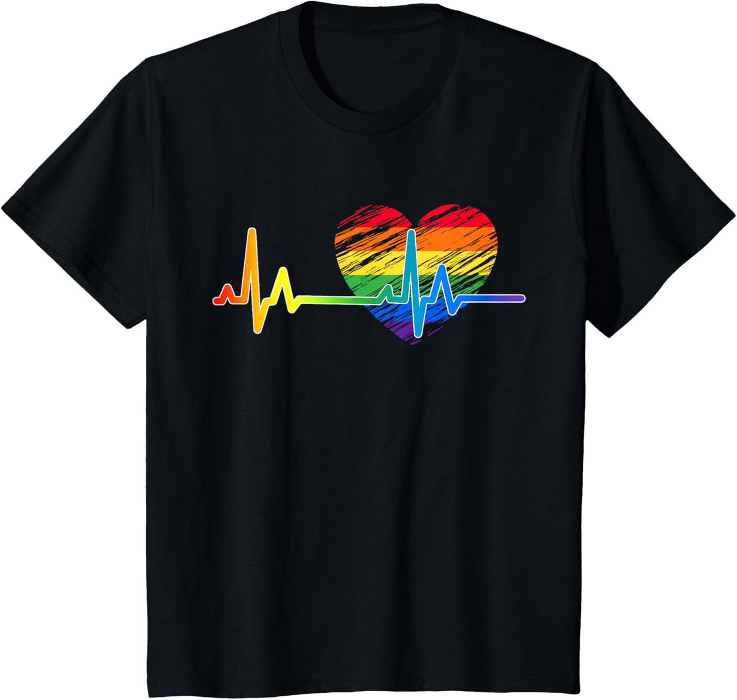 Vintage Love Rainbow Heartbeat Pride LGBTQ Pride Month