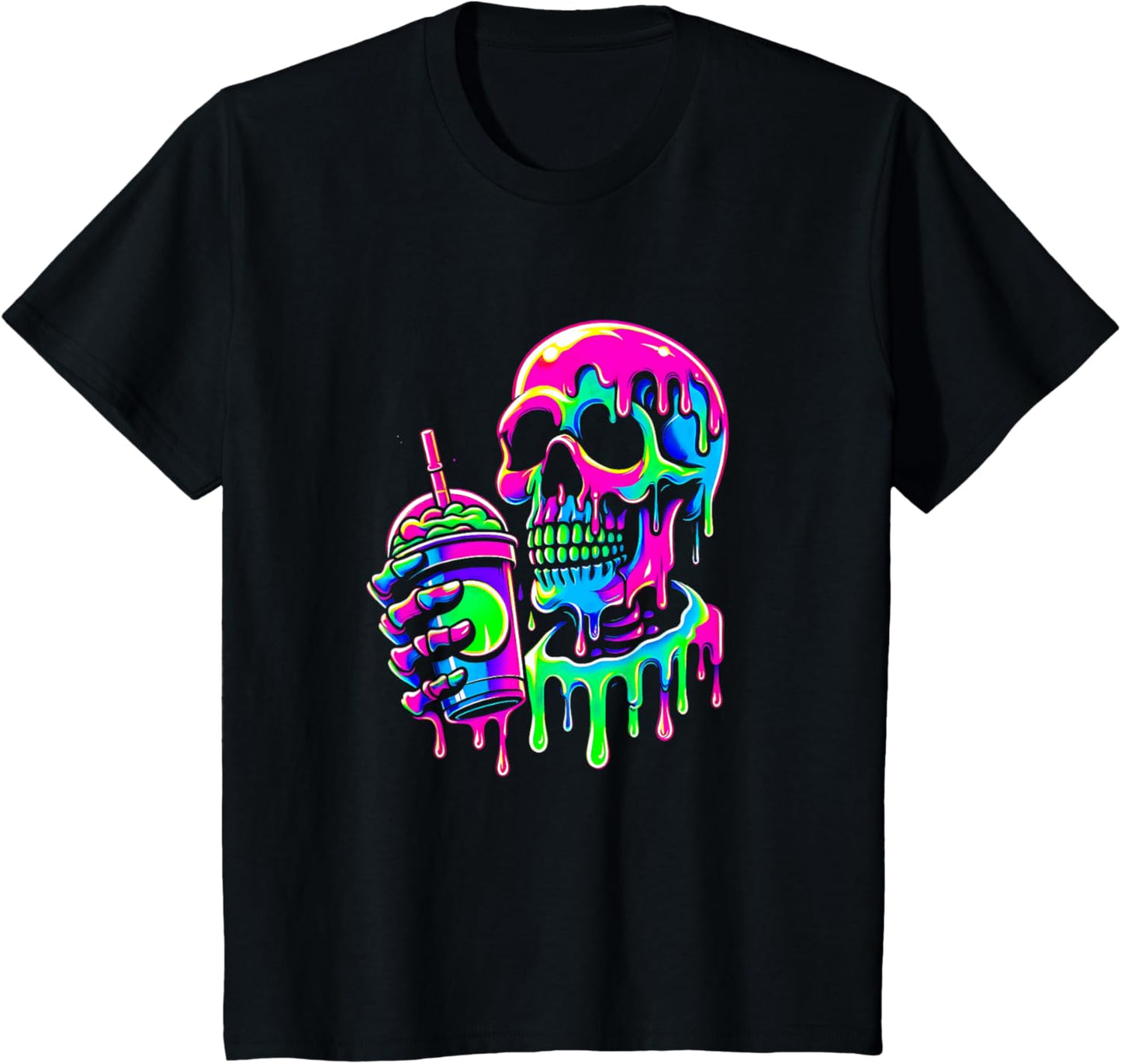 Iced Coffee Skeleton Drippy Melting liquid Colorful