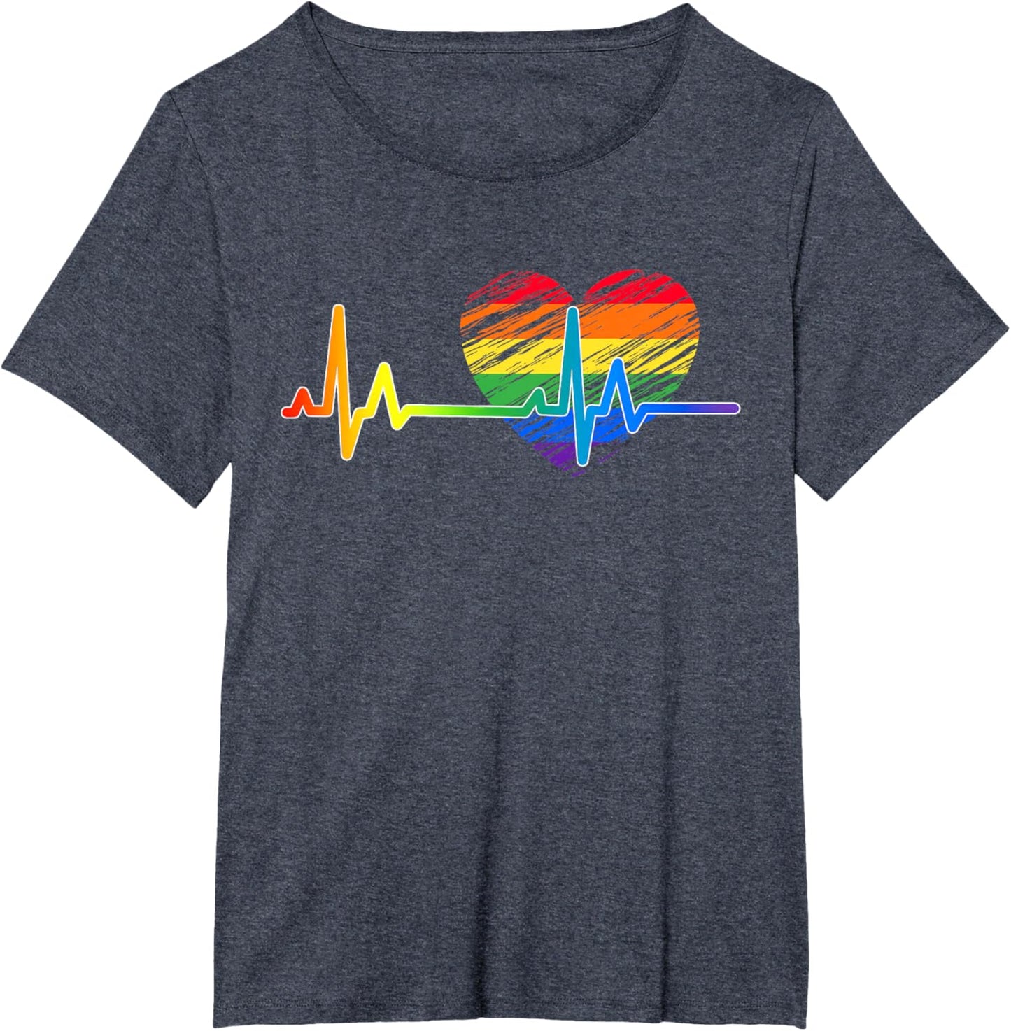 Vintage Love Rainbow Heartbeat Pride LGBTQ Pride Month