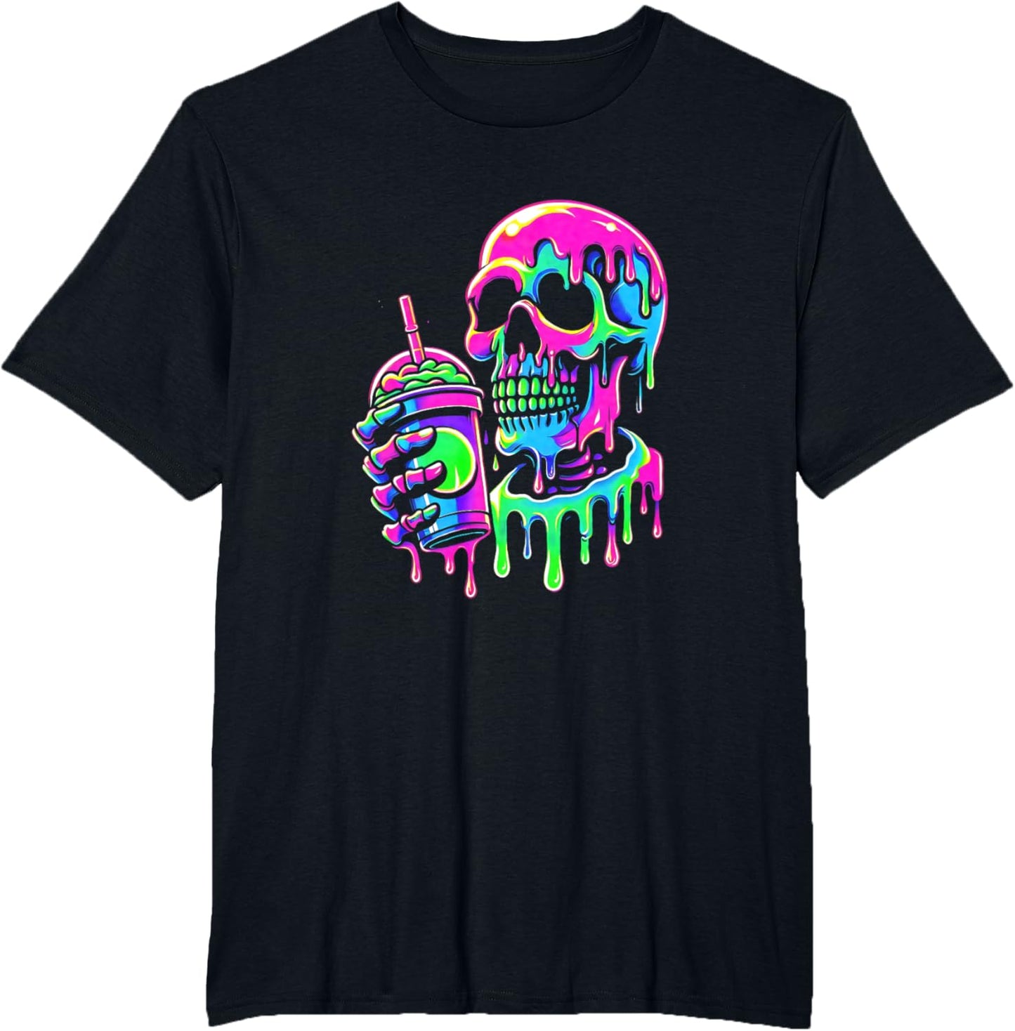 Iced Coffee Skeleton Drippy Melting liquid Colorful