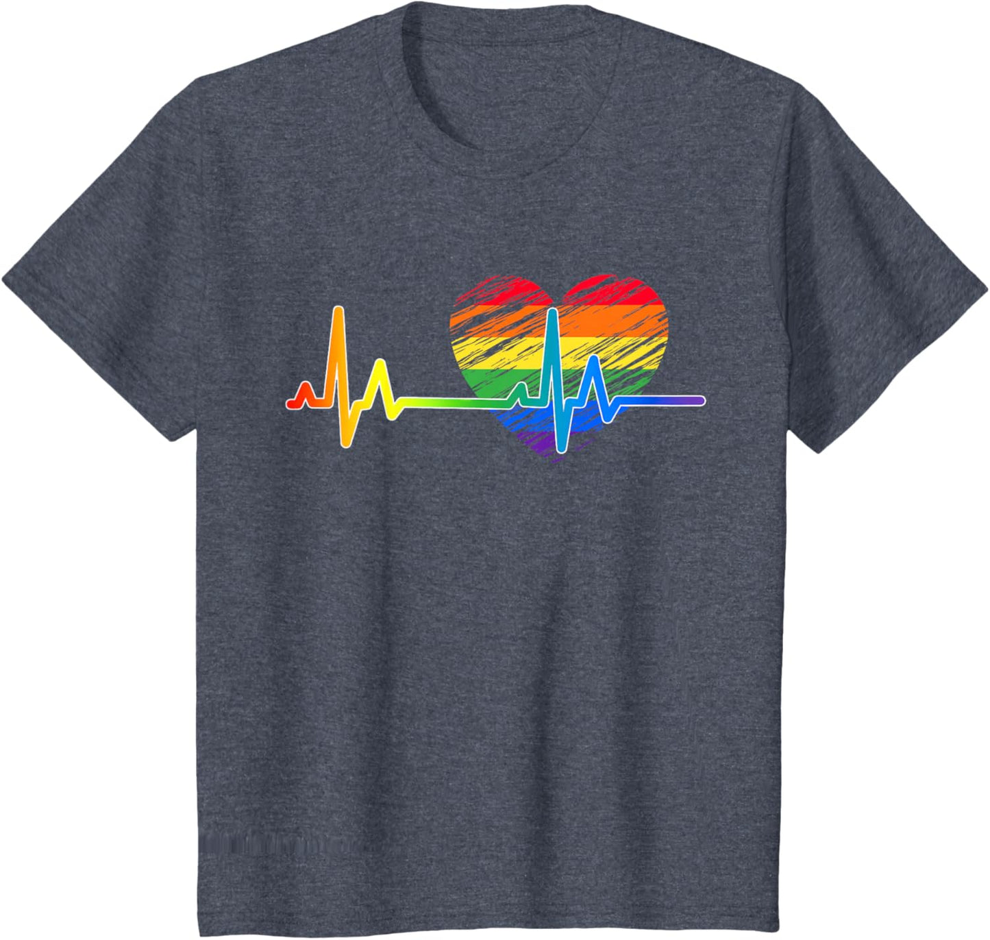 Vintage Love Rainbow Heartbeat Pride LGBTQ Pride Month
