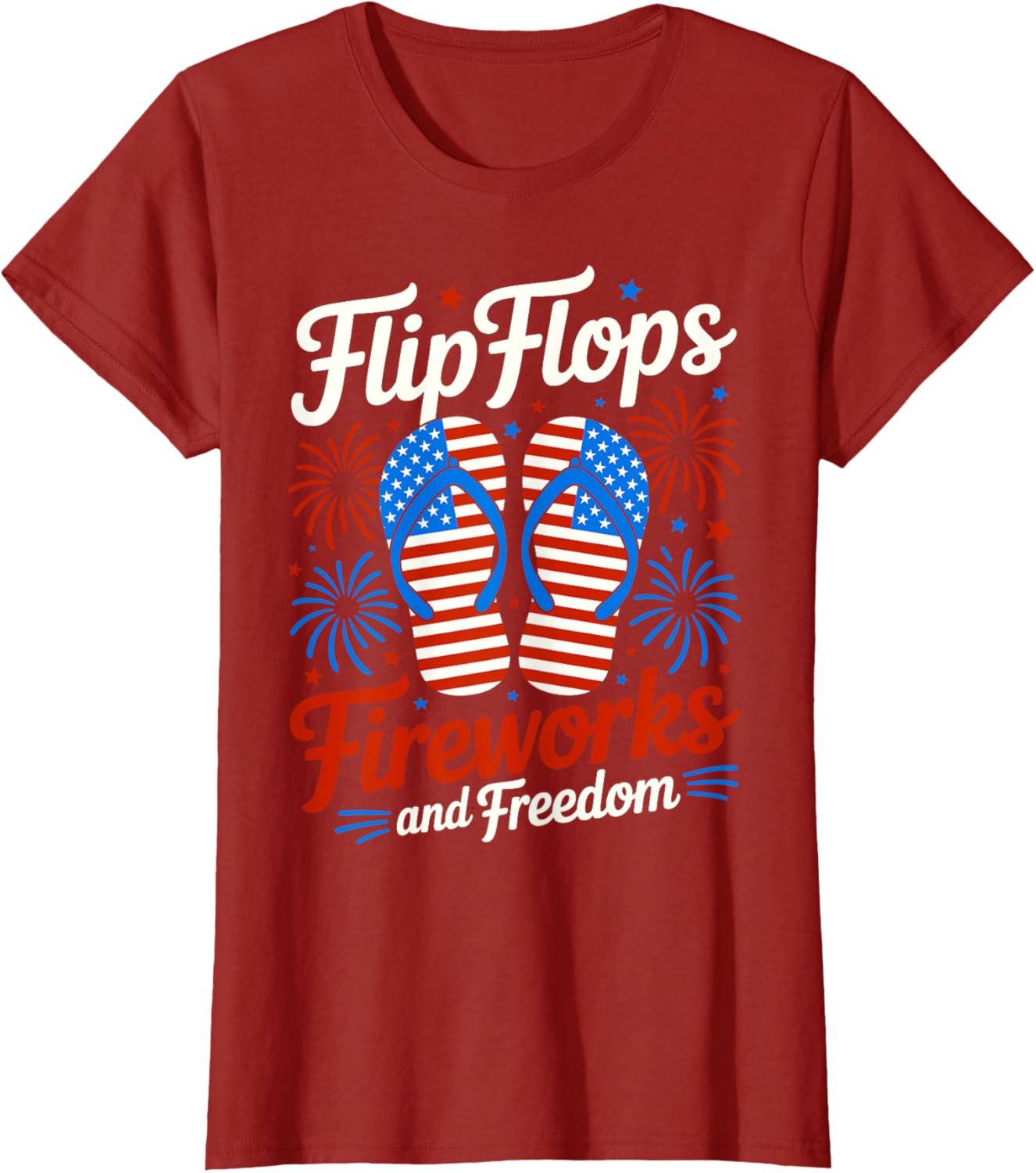 Flip Flops Fireworks And Freedom 4th of July American Flag