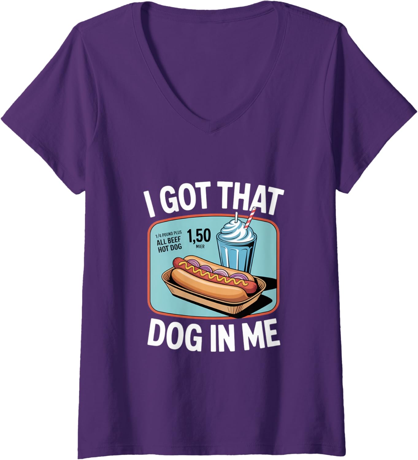 Womens I Got That Dog in Me Hustle Attitude Graphic V-Neck