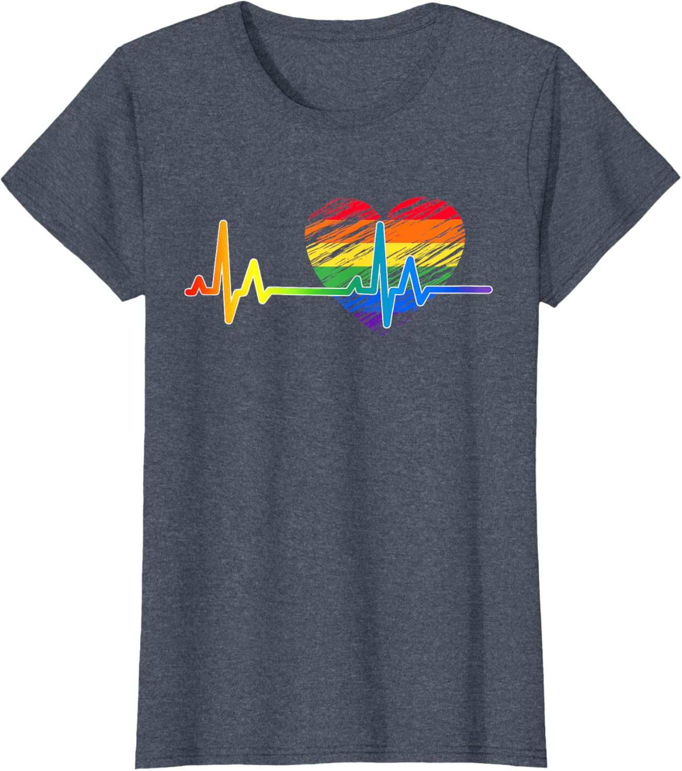 Vintage Love Rainbow Heartbeat Pride LGBTQ Pride Month