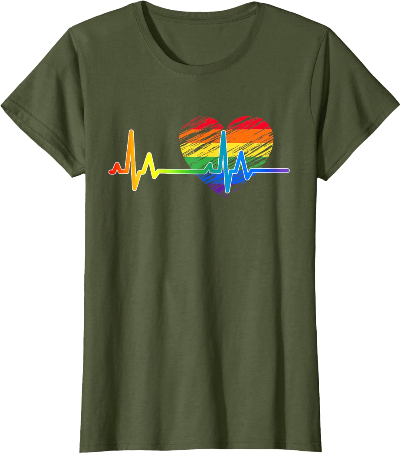 Vintage Love Rainbow Heartbeat Pride LGBTQ Pride Month