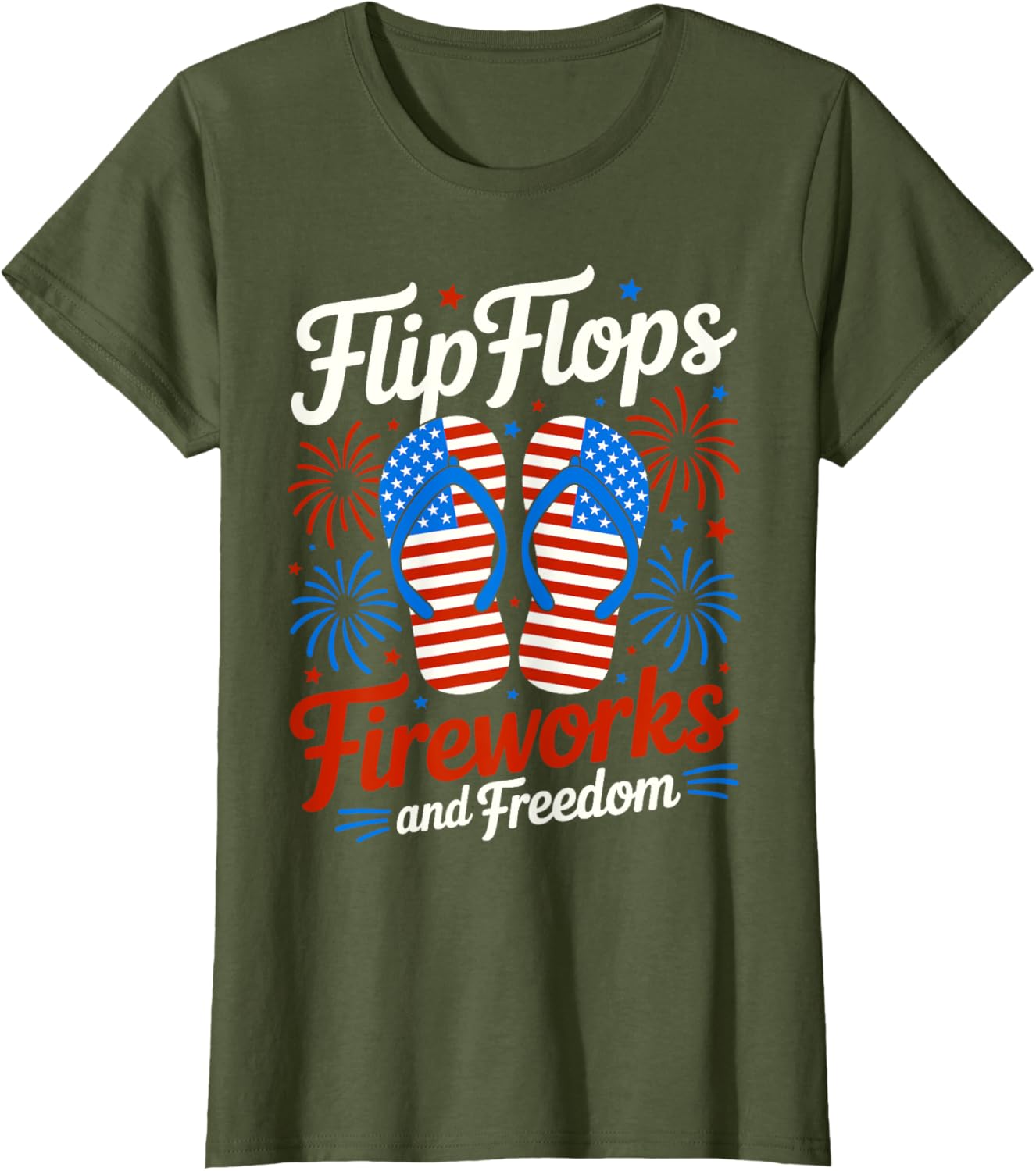 Flip Flops Fireworks And Freedom 4th of July American Flag