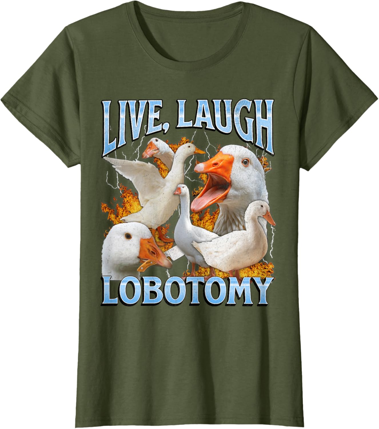 Live Laugh Lobotomy Funny Goose Meme Bootleg Y2K Graphic