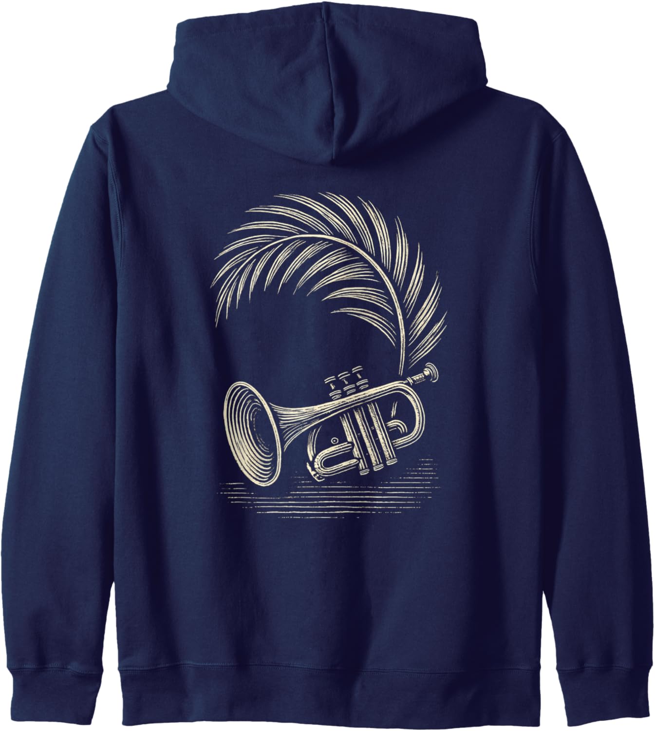 Woodcut Trumpet Palm Zip Hoodie
