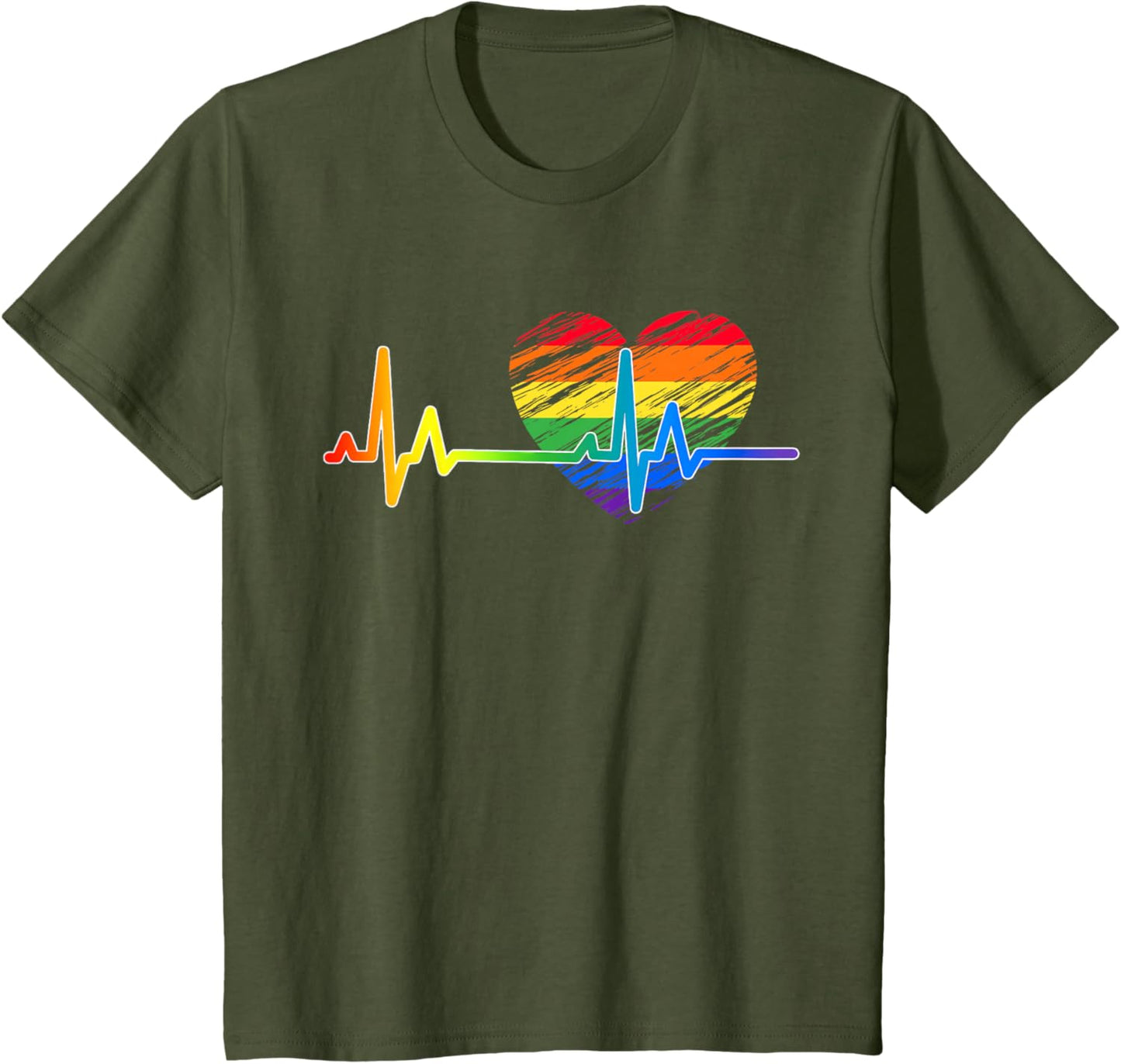 Vintage Love Rainbow Heartbeat Pride LGBTQ Pride Month