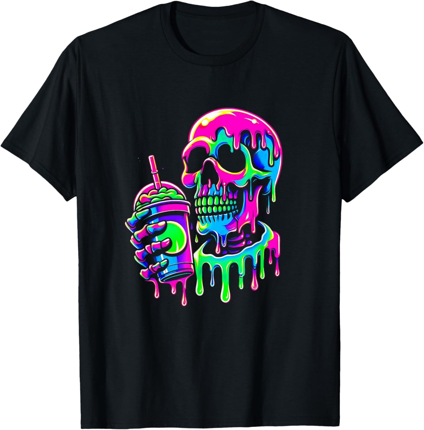 Iced Coffee Skeleton Drippy Melting liquid Colorful