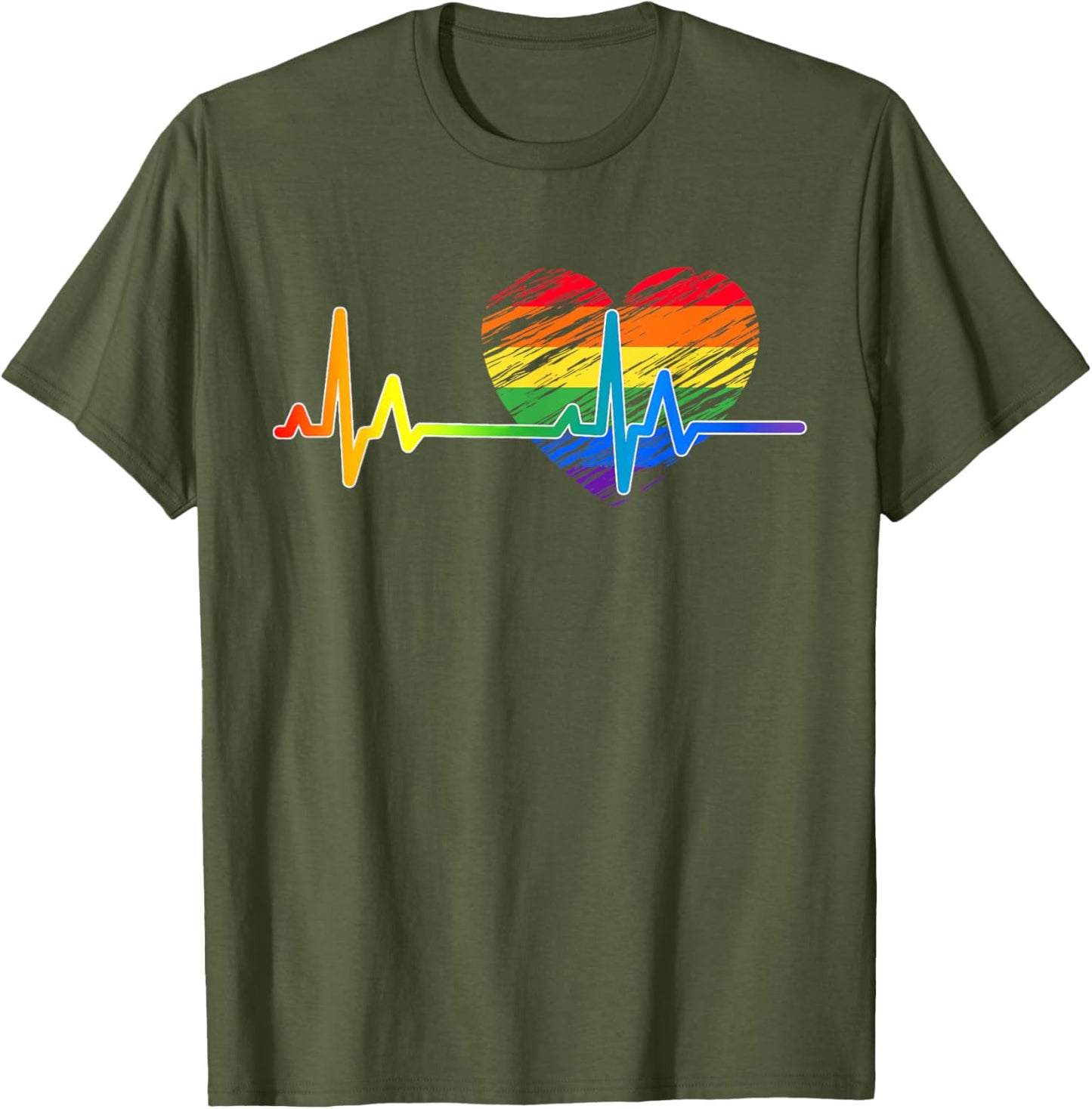 Vintage Love Rainbow Heartbeat Pride LGBTQ Pride Month