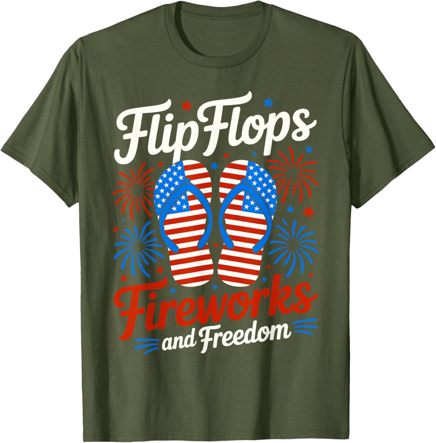 Flip Flops Fireworks And Freedom 4th of July American Flag