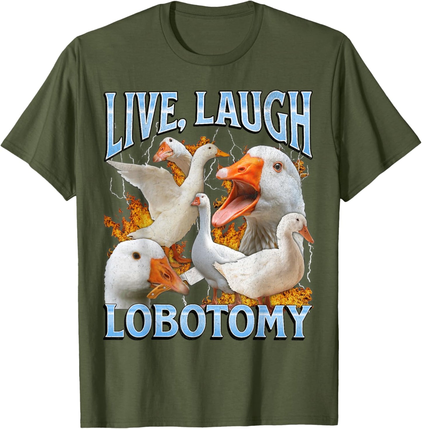 Live Laugh Lobotomy Funny Goose Meme Bootleg Y2K Graphic
