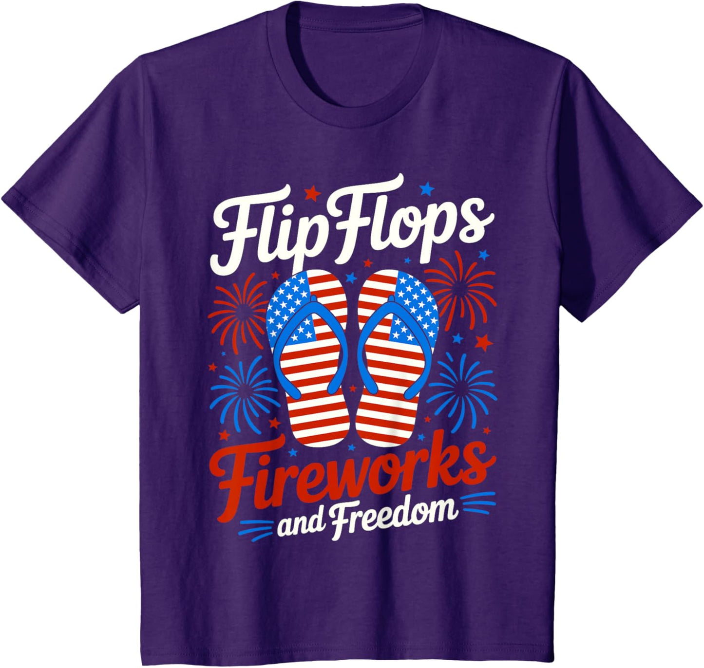 Flip Flops Fireworks And Freedom 4th of July American Flag