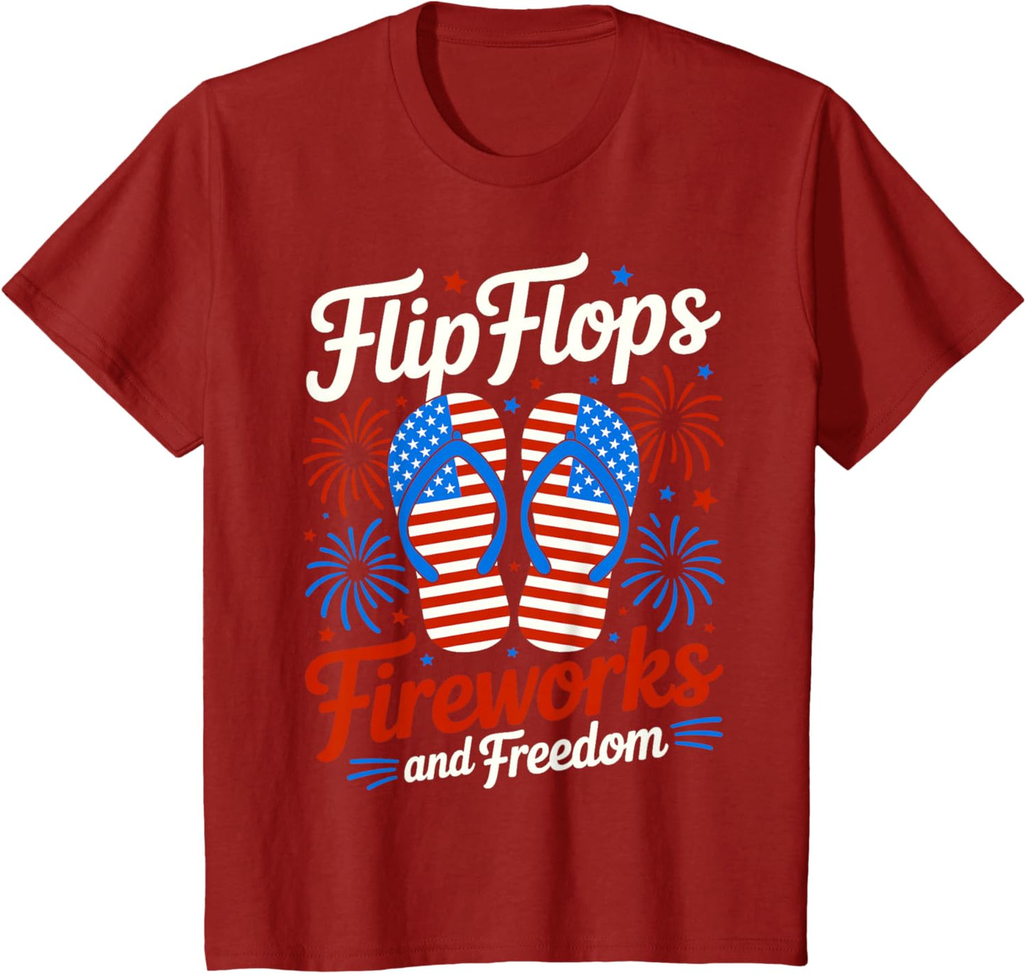 Flip Flops Fireworks And Freedom 4th of July American Flag