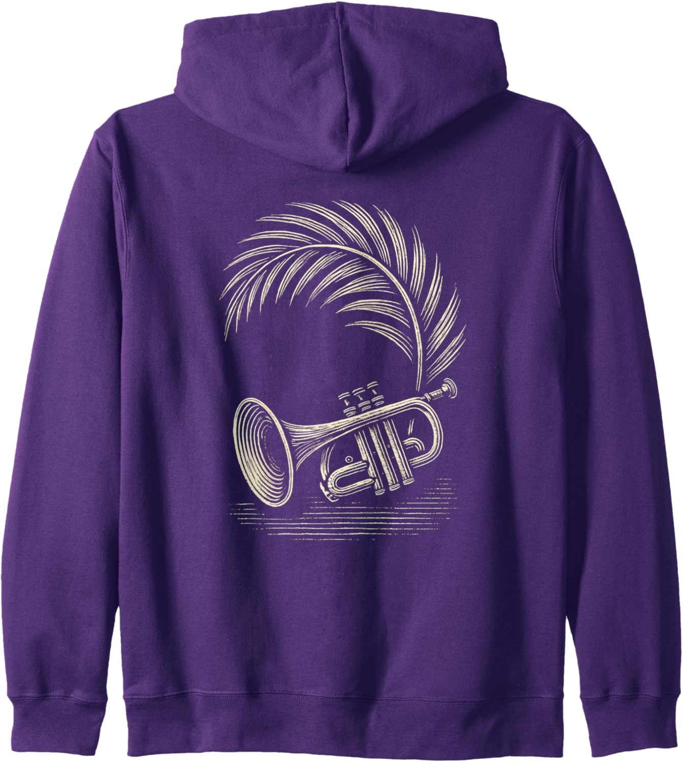 Woodcut Trumpet Palm Zip Hoodie