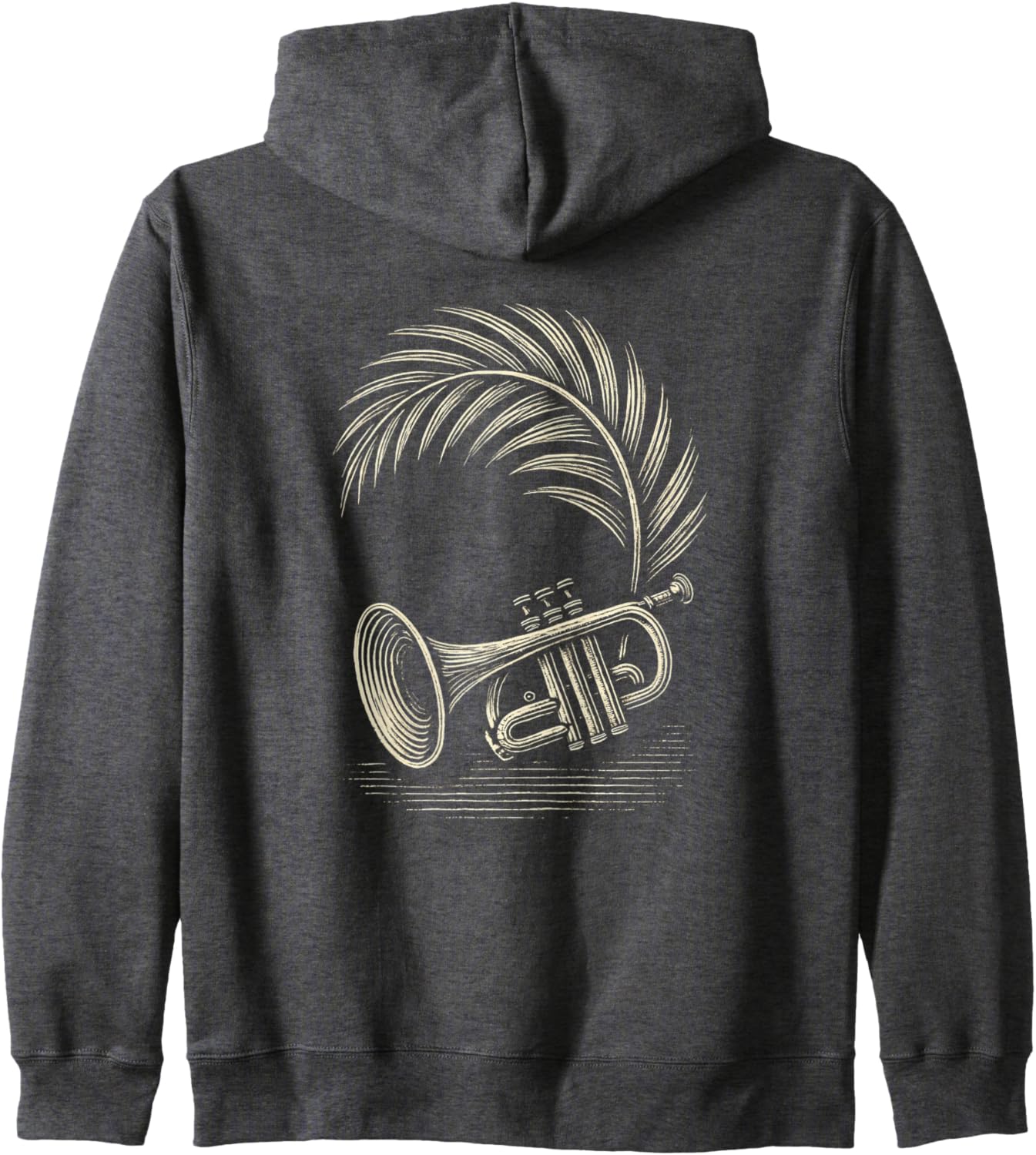 Woodcut Trumpet Palm Zip Hoodie
