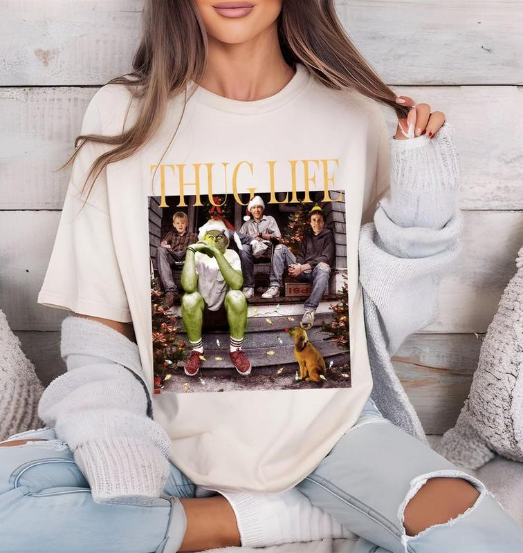 Thug Life Christmas Movie Shirt, Christmas Friends Sweatshirt, Thug Life Christmas Movie Sweater Gifts Cotton Fabric Cotton Fabric