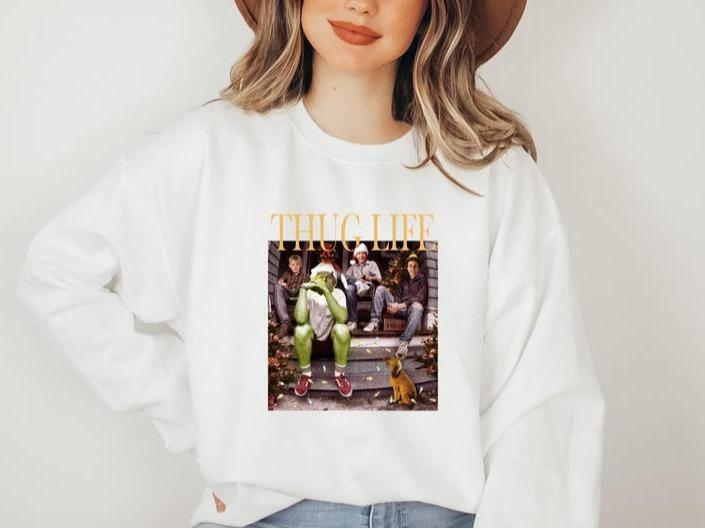 Thug Life Christmas Movie Shirt, Christmas Friends Sweatshirt, Thug Life Christmas Movie Sweater Gifts Cotton Fabric Cotton Fabric