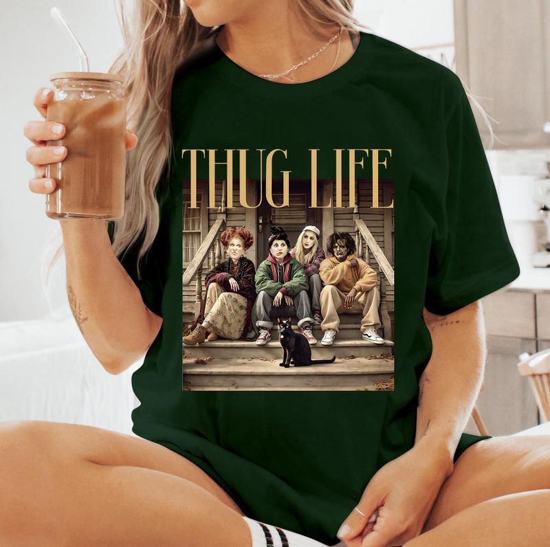 Thug Life Bad Witches Design T-Shirt, Retro Witches Movie T-Shirt, Retro Halloween Character T-Shirt Cotton Unisex