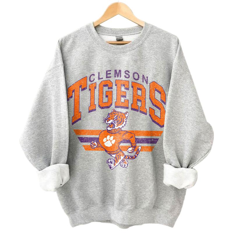 Clemson Tigers Vintage NCAA Sweatshirt, University Football Shirt, Classic Gift for Fans, Cotton, T-Shirt, Unisex Style, Modern Comfort Collection