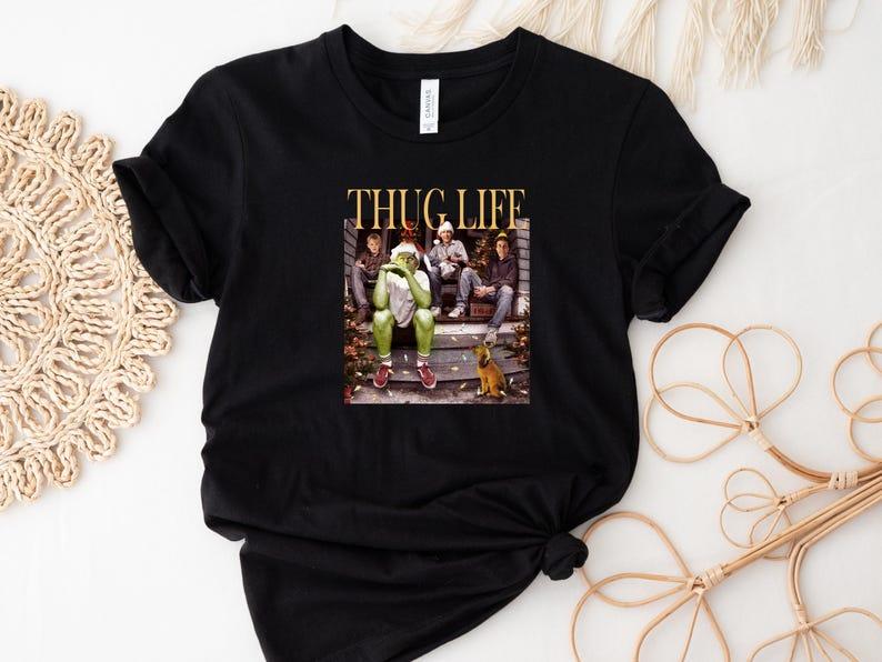Thug Life Christmas Movie Shirt, Christmas Friends Sweatshirt, Thug Life Christmas Movie Sweater Gifts Cotton Fabric Cotton Fabric