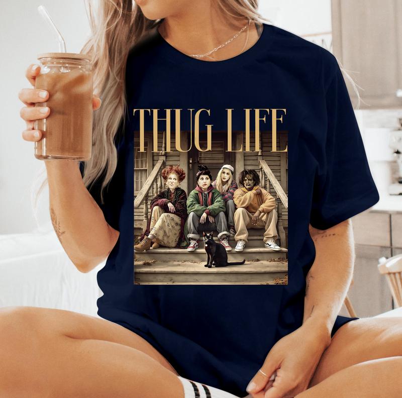 Thug Life Bad Witches Design T-Shirt, Retro Witches Movie T-Shirt, Retro Halloween Character T-Shirt Cotton Unisex