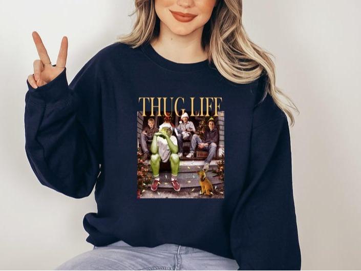 Thug Life Christmas Movie Shirt, Christmas Friends Sweatshirt, Thug Life Christmas Movie Sweater Gifts Cotton Fabric Cotton Fabric