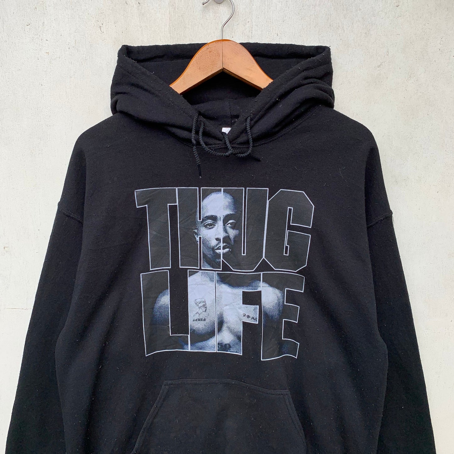 Tupac Thug Life Hoodie Pullover Sweatshirt Black Size L