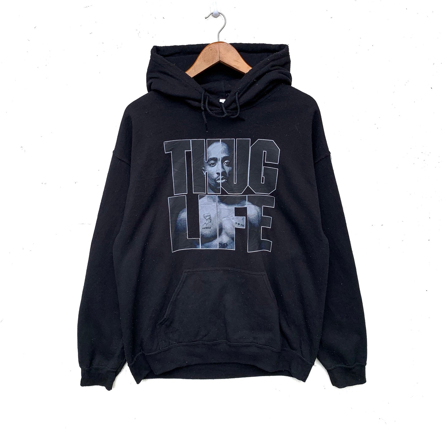 Tupac Thug Life Hoodie Pullover Sweatshirt Black Size L