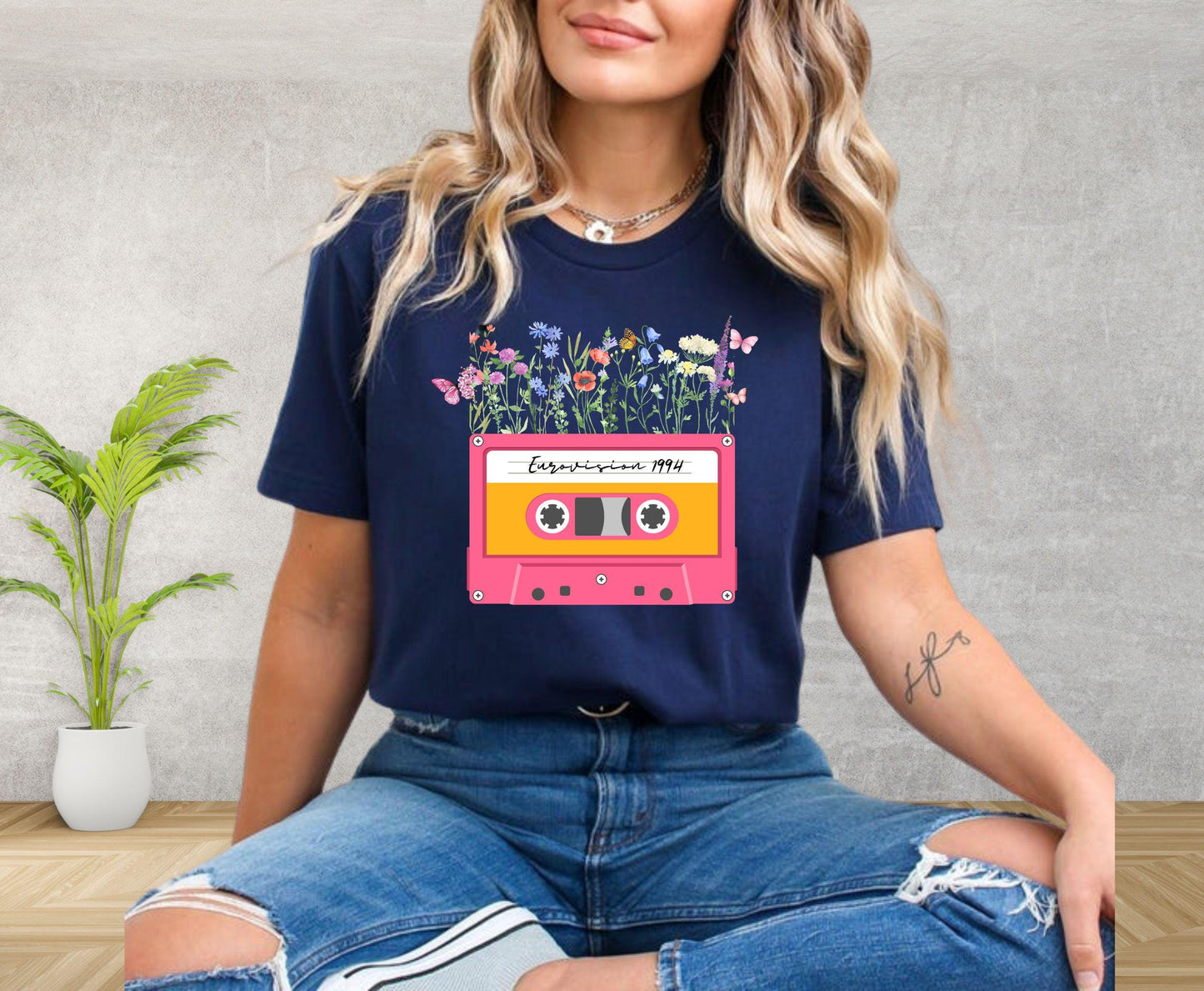 Eurovison Song contest Vintage unisex flower T-shirt Eurovision 2025 ESC Fans Flower T-Shirt