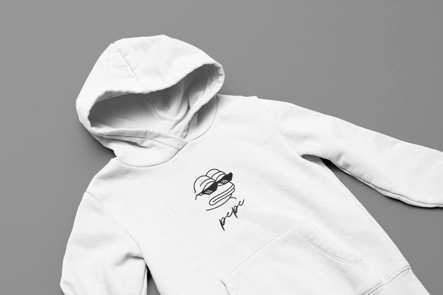 Pepe Memecoin Hoodie with Thug Life Sunglasses | Funny Crypto Meme Sweatshirt | Cryptocurrency Merch | Pepe Memecoin Hoodie for Traders