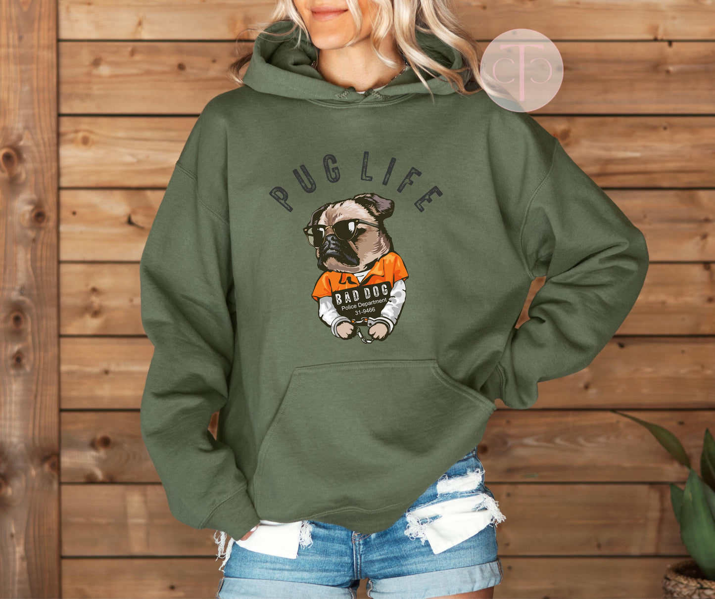 Pug Life Hoodie, Thug Life Oversize Sweatshirt, Unisex Pullover Dog Lover Gift, Pug Dog Mom & Dad Apparel, Funny Dog Oversized Sweat Shirt