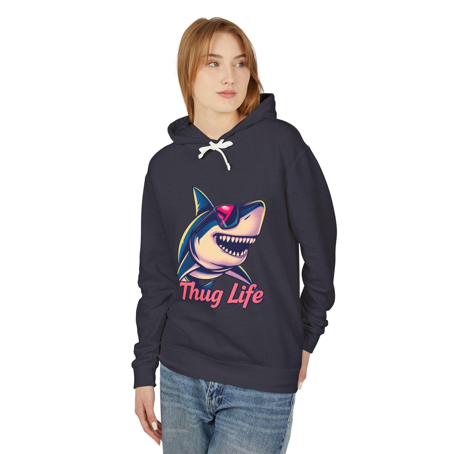 Thug Life Shark Hoodie Funny Gangster Pet Hoodie Hip Hop Animal Hoodie Streetwear Lover Gift Cool Rap Style Animal Graphic Hoodie Urban